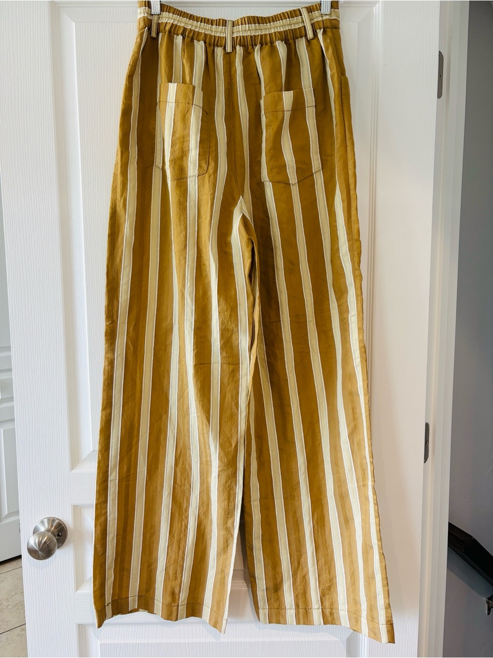 Zara Wide-Leg Striped Pants - Mustard & White - Picture 3 of 5